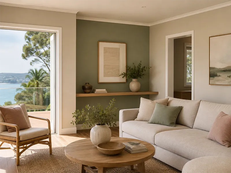 modern lounge room with natural outlook